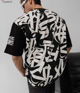 EMBOSED PRINTED DROPSHOULDER T.SHIRT